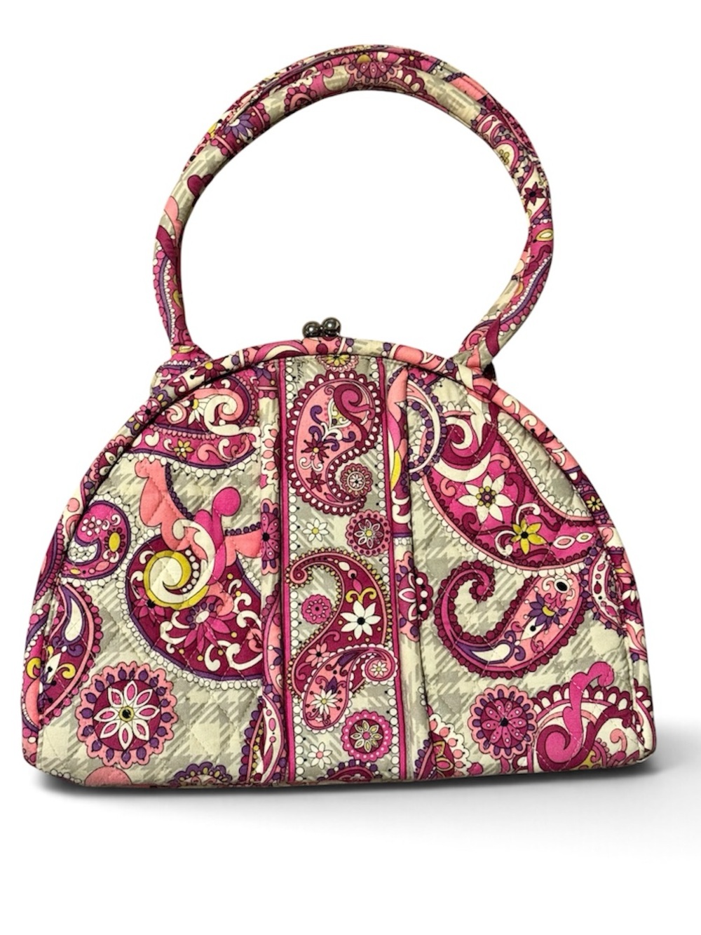 Vera Bradley Retired Eloise Paisley Meets Plaid Kiss Lock Handbag Purse